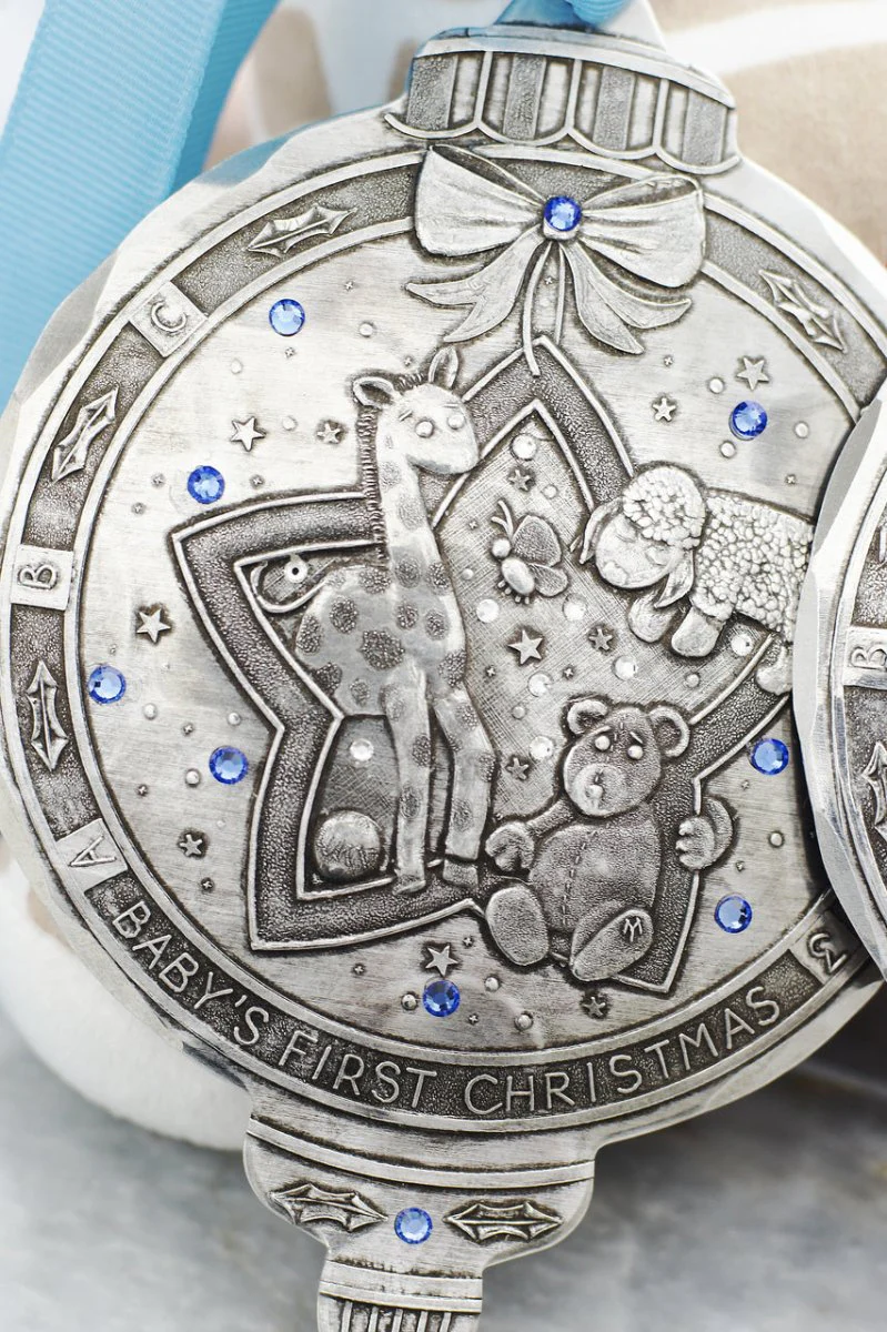 Baby Boy 1st Christmas Ornament with Crystals - Image 3