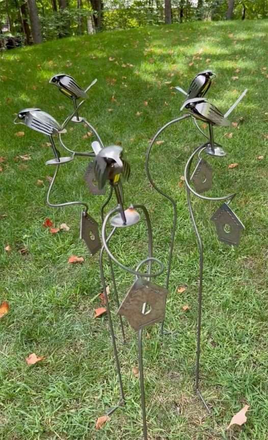 Brew Bird Silverware Kinetic Recycled Garden Art - Image 4