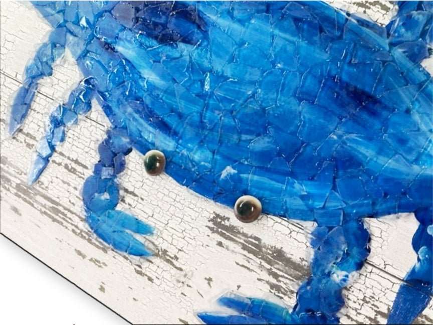Crab Sea Glass Hand Painted Wall Art on Distressed Wood - Image 3