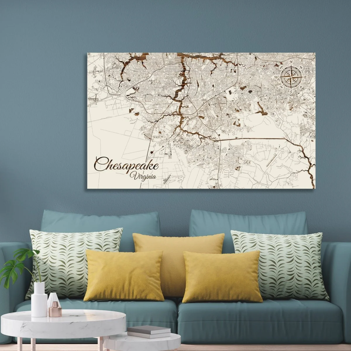 Chesapeake Virginia Wood Street Map – Fire & Pine - Image 3
