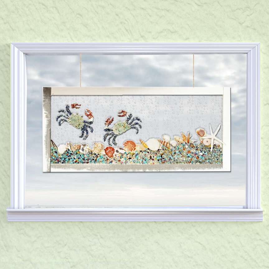 Crab Window Art - Handcrafted Coastal Resin Decor - Image 3