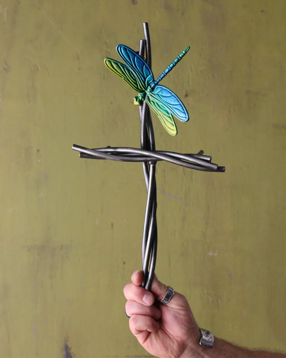 Dragonfly Handcrafted Vine Cross - Image 7