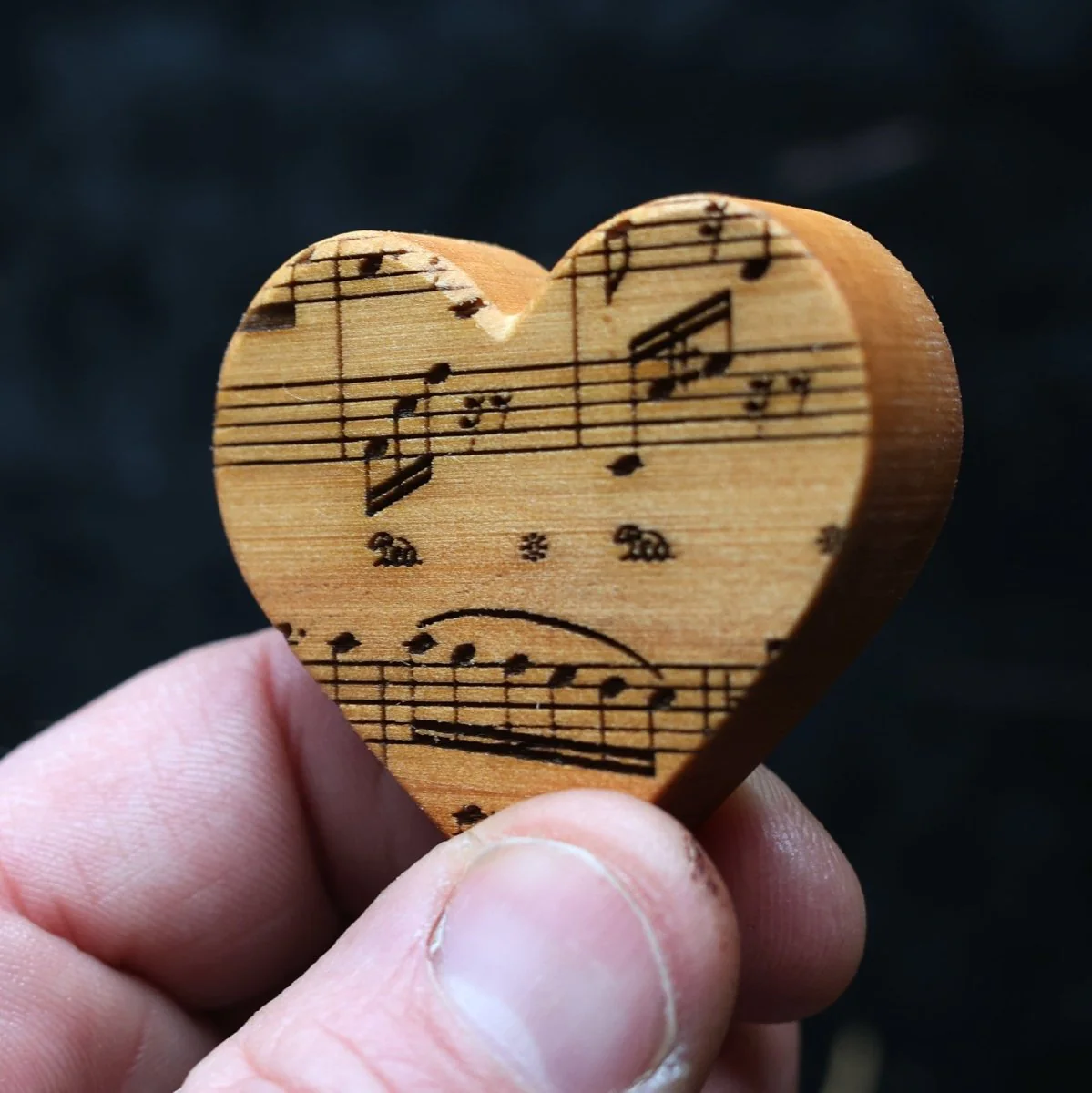 Engraved Piano Wood Hearts - Image 4