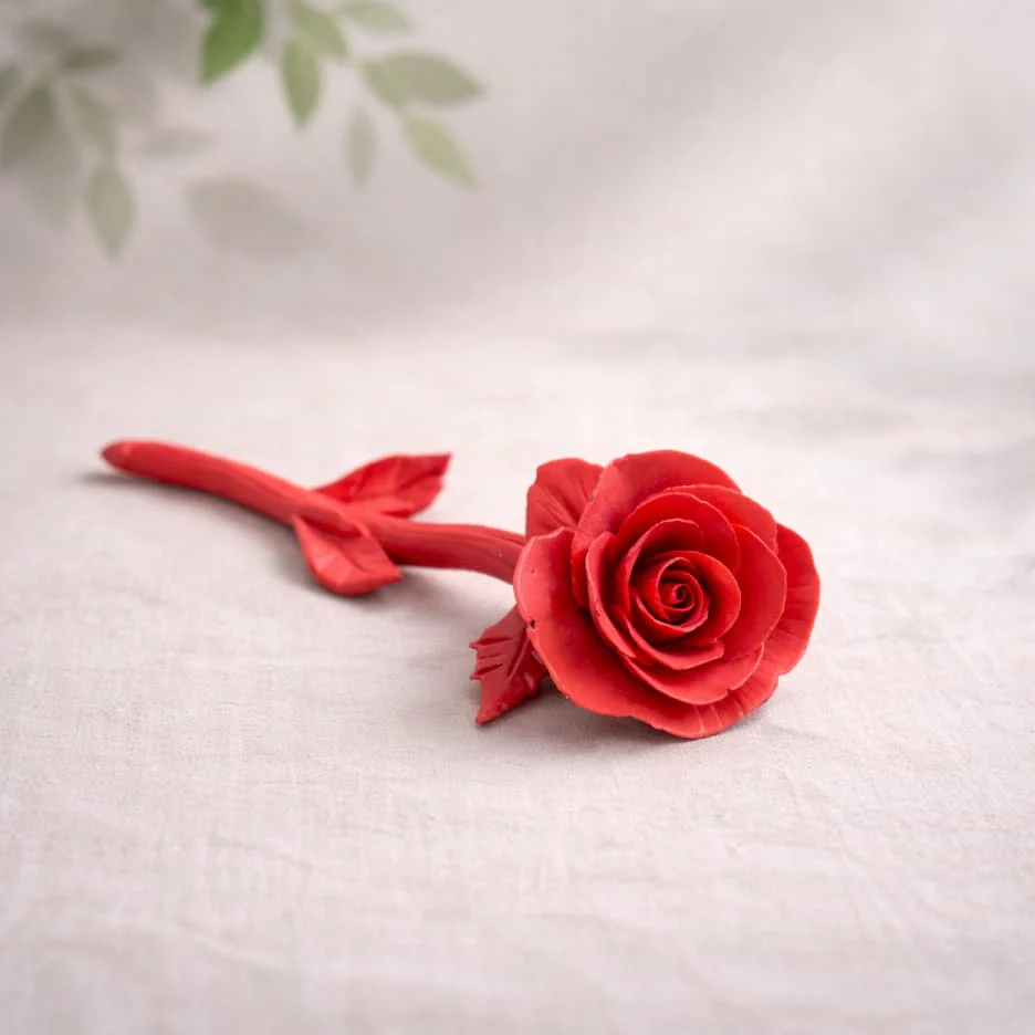 Timeless Love Red Rose Handmade Porcelain - Image 2