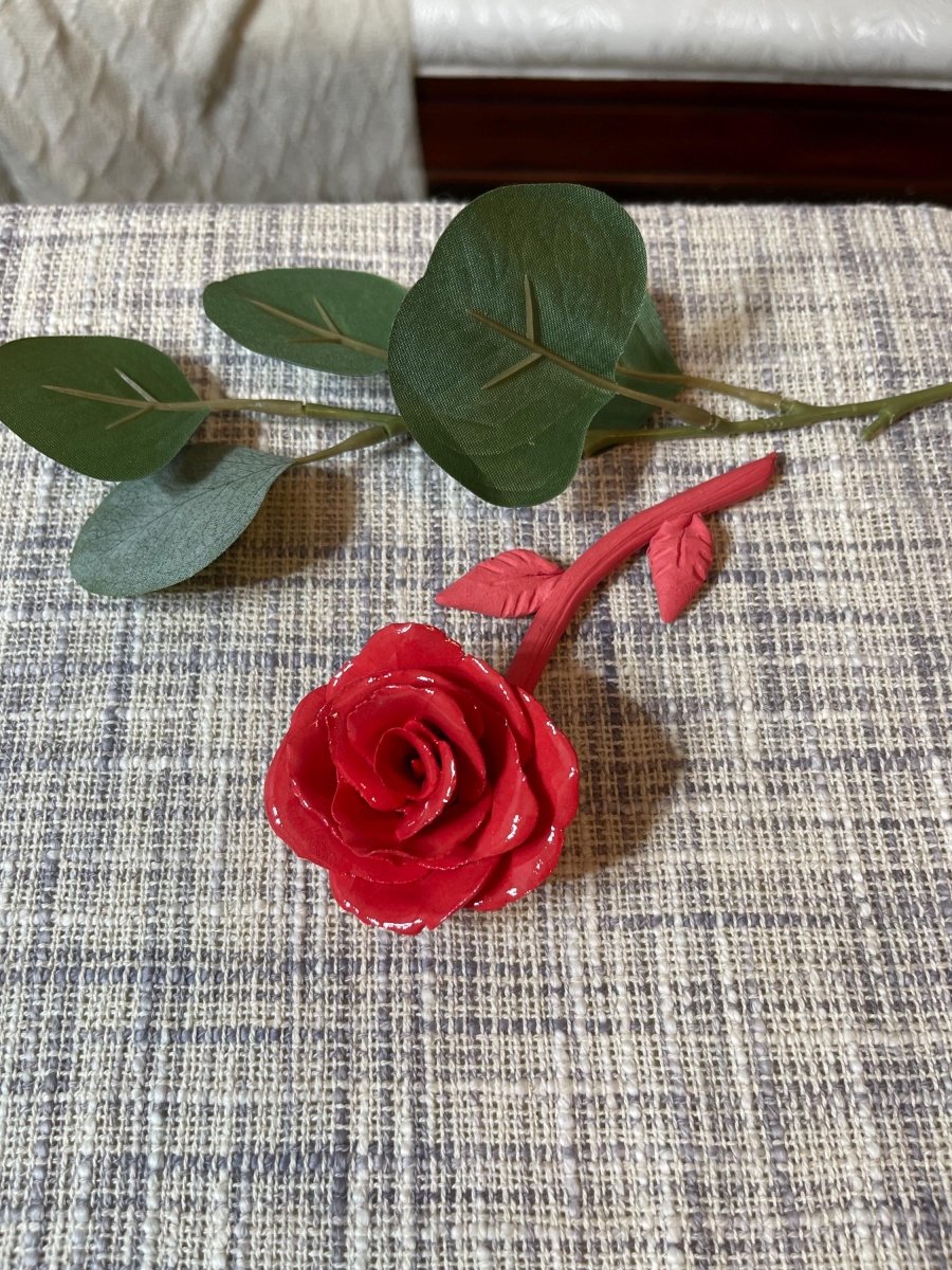 Timeless Love Red Rose Handmade Porcelain - Image 5