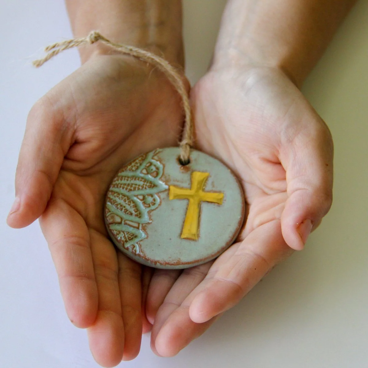 Gold Leaf Cross Ornament - Image 2