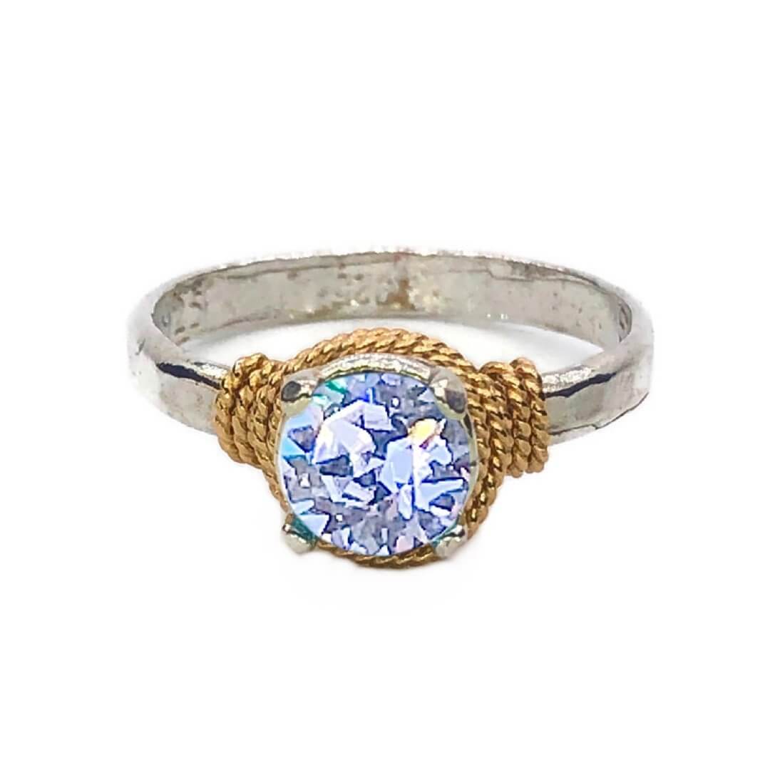 Hand Hammered Birthstone Colored Crystal Ring - Image 11
