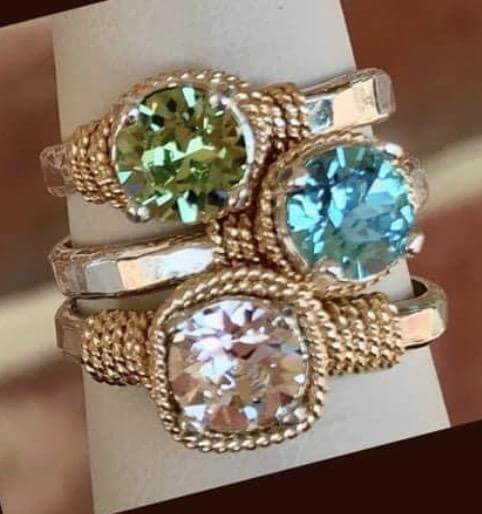 Hand Hammered Birthstone Colored Crystal Ring - Image 4