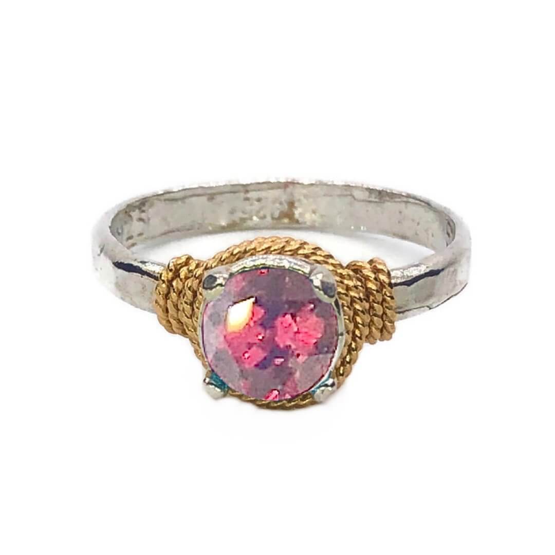 Hand Hammered Birthstone Colored Crystal Ring - Image 6
