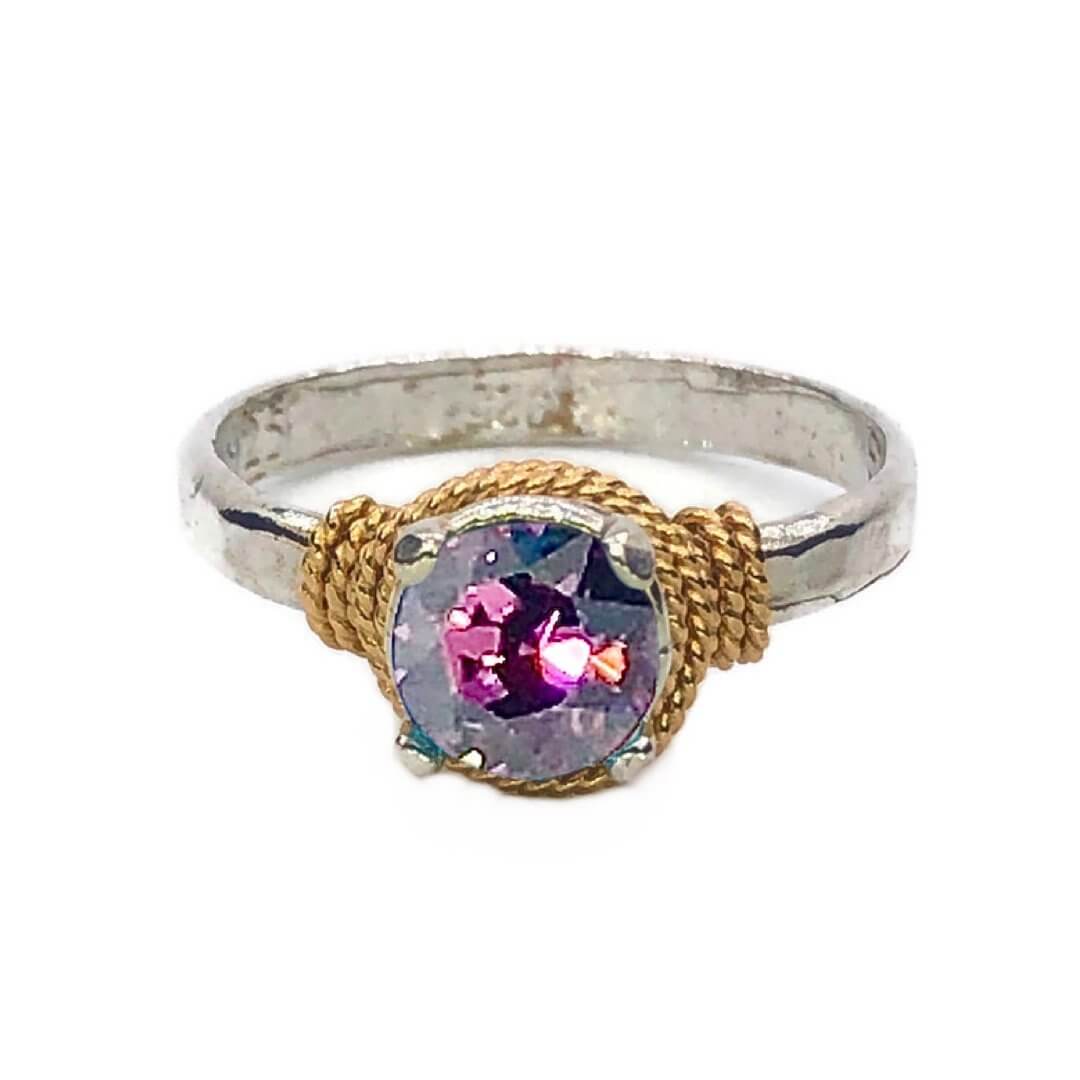 Hand Hammered Birthstone Colored Crystal Ring - Image 7