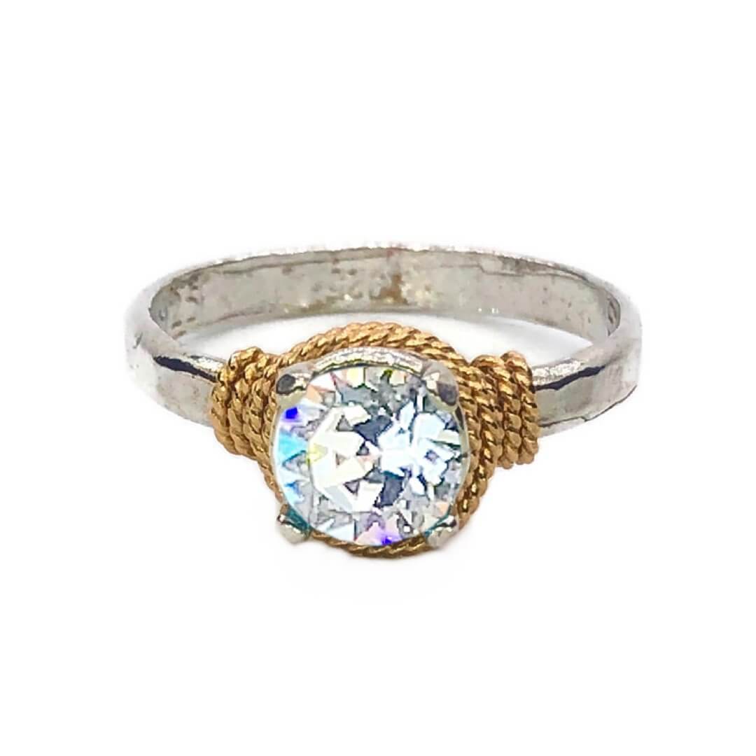 Hand Hammered Birthstone Colored Crystal Ring - Image 9