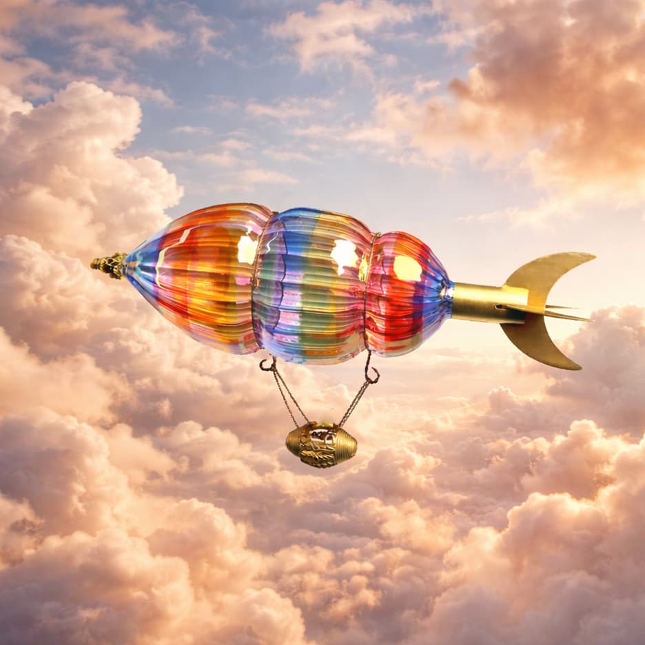 Handblown Glass Airship Hot Air Balloon - Image 3