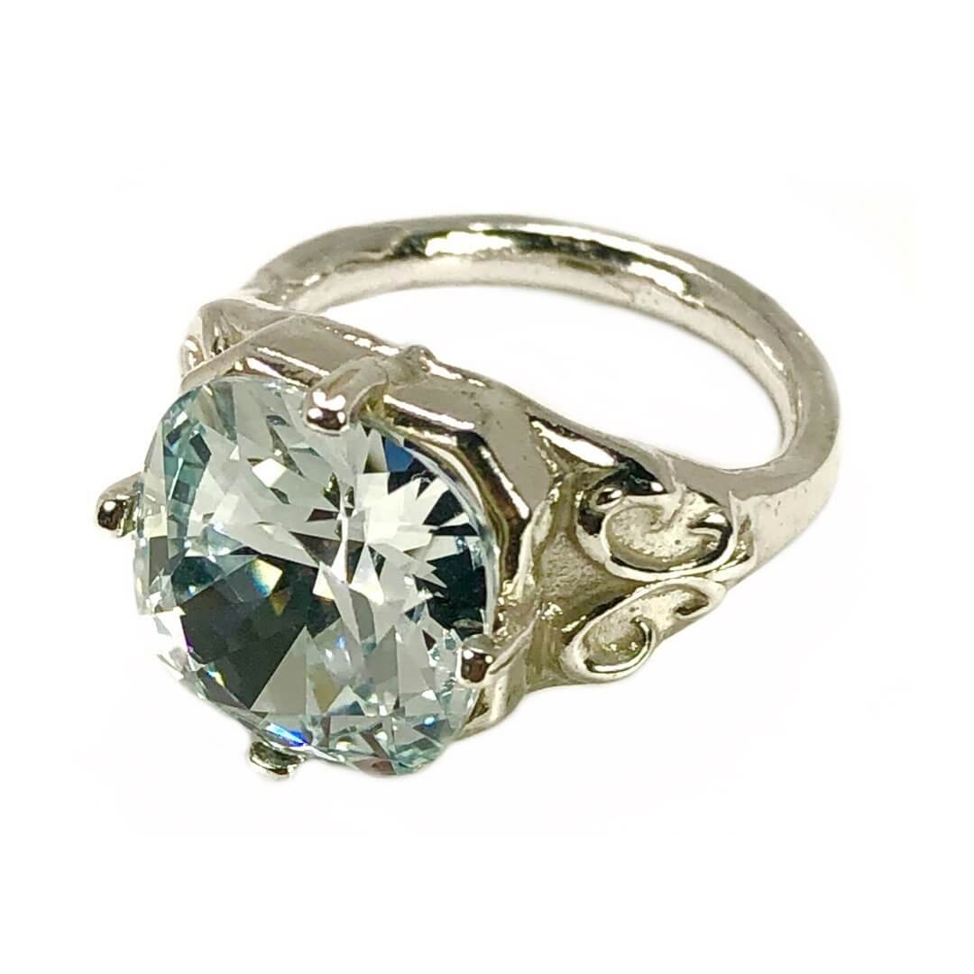 Heirloom Ring Sterling Silver, European Crystal - Image 5