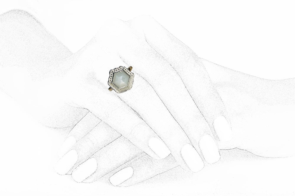 Hex Gemstone Ring - Sterling Silver or 14K Gold-Filled - Image 3