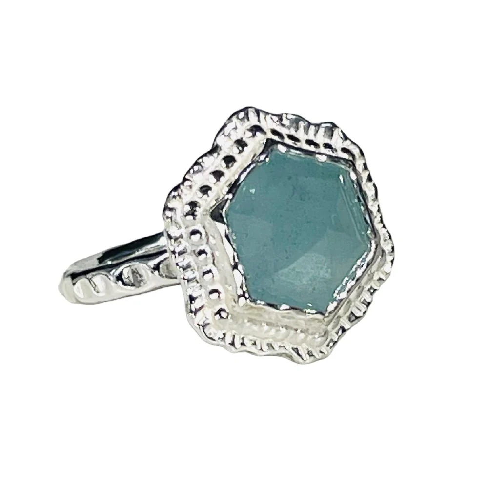 Hex Gemstone Ring - Sterling Silver or 14K Gold-Filled - Image 4
