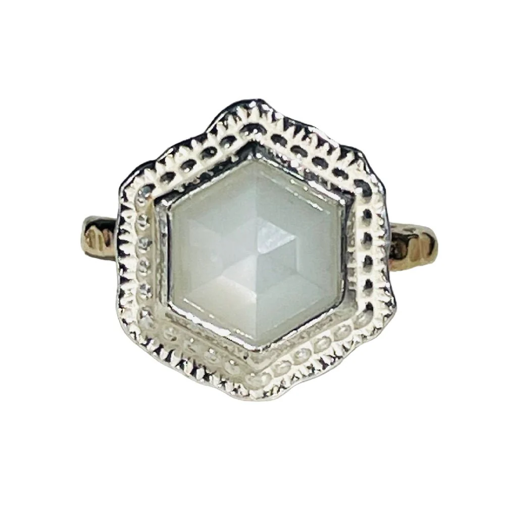 Hex Gemstone Ring - Sterling Silver or 14K Gold-Filled - Image 5