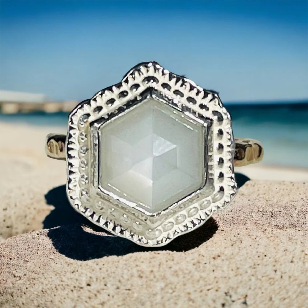 Hex Gemstone Ring - Sterling Silver or 14K Gold-Filled - Image 6