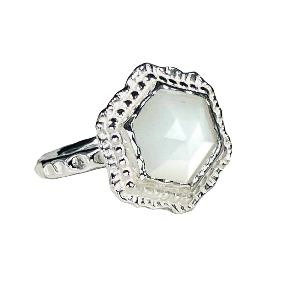 Hex Gemstone Ring - Sterling Silver or 14K Gold-Filled - Image 8
