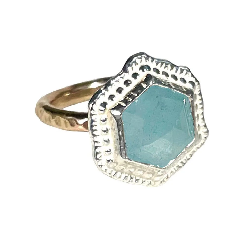 Hex Gemstone Ring - Sterling Silver or 14K Gold-Filled - Image 9