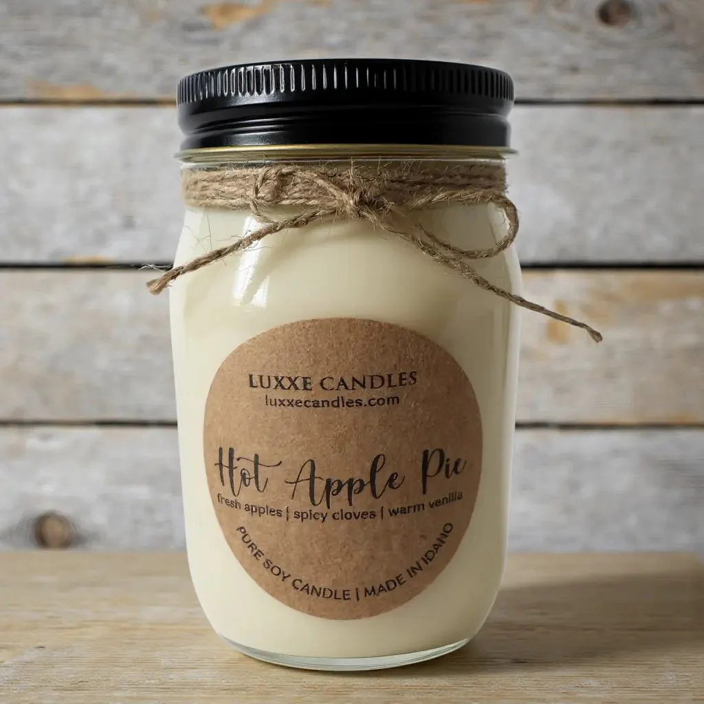 Hot Apple Pie Scent Handmade Organic Soy Candle - Image 7