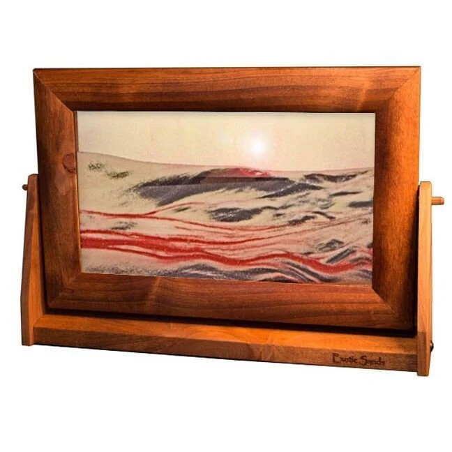 Large Red Volcanic Clear Moving Sand Art in Alder Frame - Image 3
