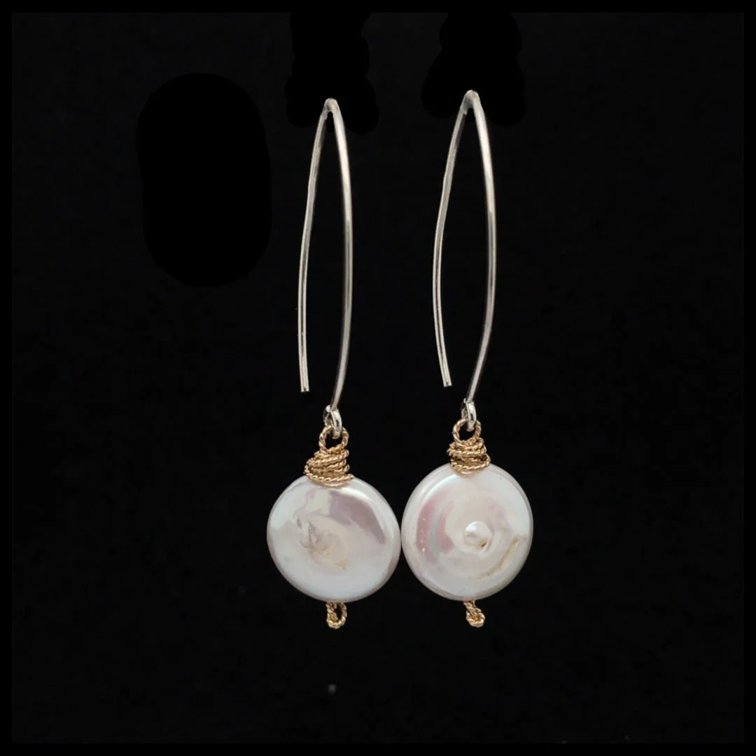 Luna Pearl Earrings - Freshwater Pearls - Image 3