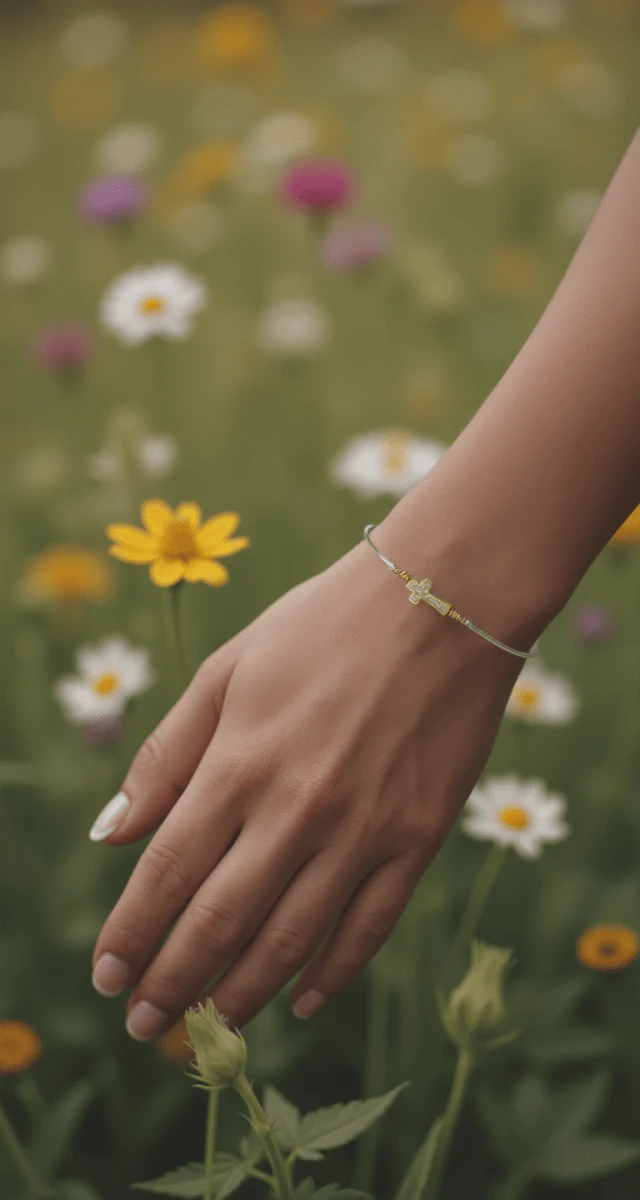Micro Cross Pave Bracelet - Sterling Silver or 14K Gold Filled - Image 4