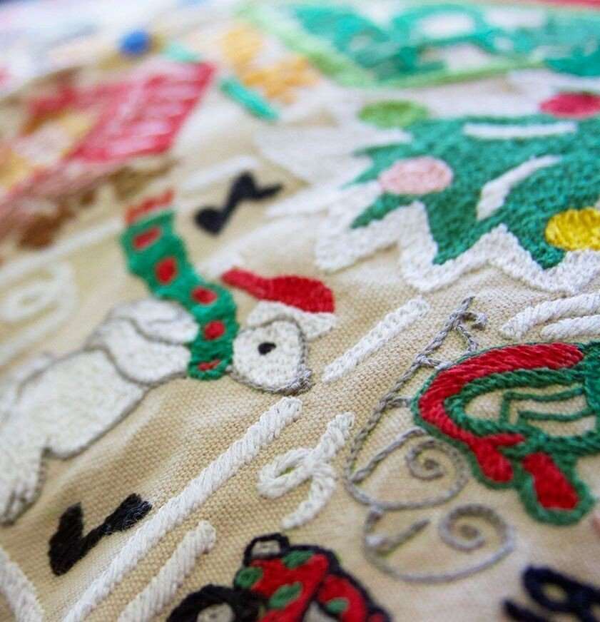 North Pole City Hand-Embroidered Pillow by Catstudio - Image 3