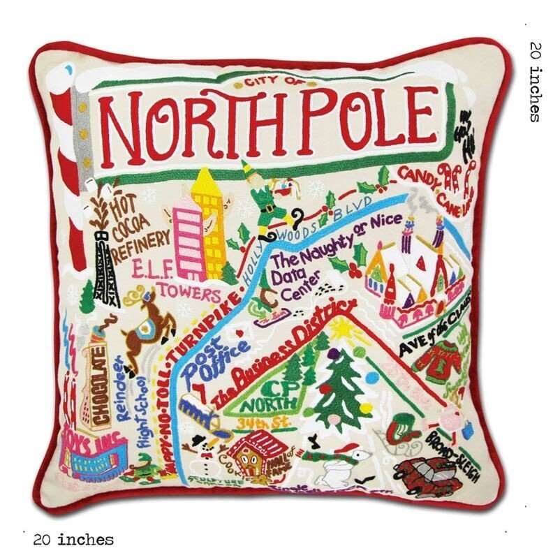 North Pole City Hand-Embroidered Pillow by Catstudio - Image 4