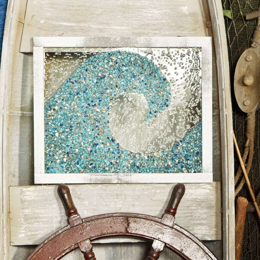 Ocean Wave Of Blues Window Art Handcrafted Coastal Decor - Image 3