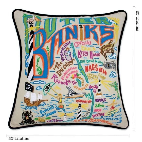 Outer Banks Hand-Embroidered Pillow by Catstudio - Image 4