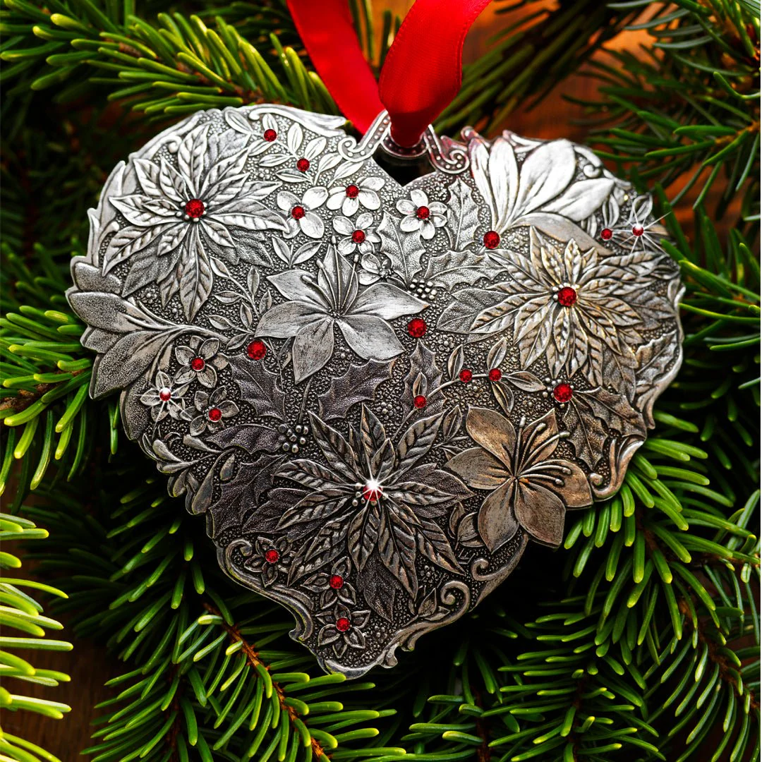Seasons of Love- Winter Floral Heart Ornament (Aluminum) - Image 2