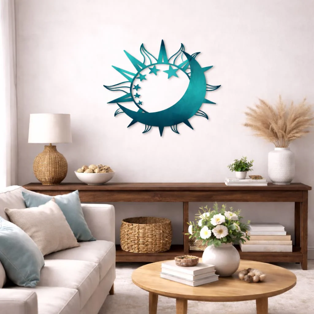 Sun and Moon Wall Art Indoor or Outdoor Steel Decor - Image 2