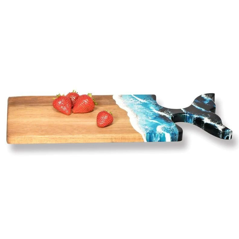 Whale Tail Cheese Board Acacia Wood - Image 3